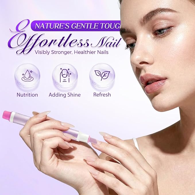 2 Packs 2-in-1 Cuticle Oil Pusher Pen, 2026 New Ceramic Cuticle Pusher & Oil Pen, Nail Care Pen for Hangnails, Dry & Damaged Nails, Moisturize Strengthen Brighten Nails Care (Pink)