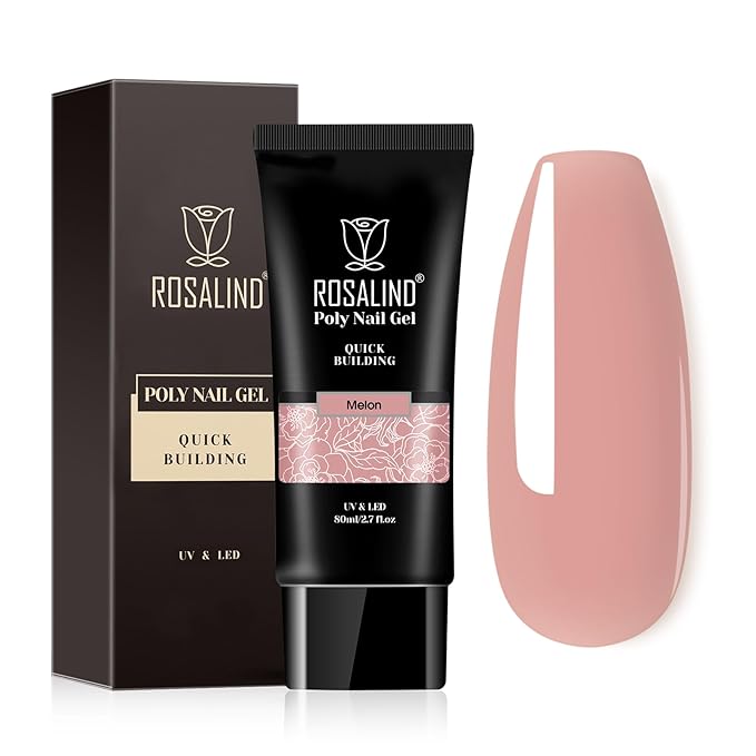 ROSALIND Nude Pink Poly Extension Gel, 2.7oz/80ml Pink Poly Nail Gel High Capacity for Nail Art Decoration, Builder Nail Thickening Extension Easy to DIY Use at Home Need UV Lamp