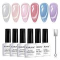RARJSM Diamond Cat Eye Gel Nail Polish Set 6pcs Silver Pink Red Purple Blue Light Gold Glitter Sparkle Cateye Gelpolish with Magnet Stick Soak off Curing Requires Home Salon