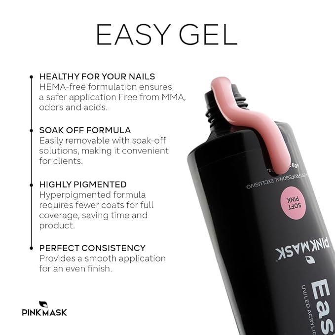 PINK MASK Easy Gel 2oz 60g- Sparkly Starlight, Professional Builder Enhancement Gel-Quick Nail Extension for Beginner DIY, Nail Strengthener-Long Lasting-Salon Quality-Thickening Solution