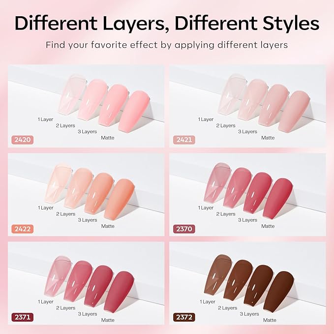modelones Gel Nail Polish Set 6 Colors Nude Red Pink Brown Transparent Gel Polish Kit Neutral Clear Crystal Translucent Manicure Sheer Nails Art Trend Home DIY Manicure Gift For Women Girl