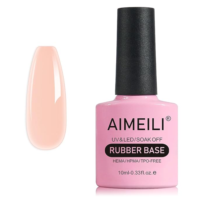 AIMEILI Hema Free Rubber Base Gel For Nails, Soak Off U V LED Clear Sheer Gel Nail Polish, 4 in 1 Nail Strengthen/Enhance/Base Coat/Color - (439) 10ml