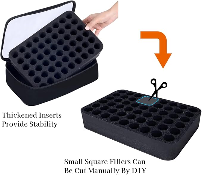 Small Clear Nail Polish Organizer Case Holds 54 Bottles(15ml-0.5fl.oz) Multifunctional Nail Polish Bag, Cosmetic Travel Makeup Bags for Women, Black