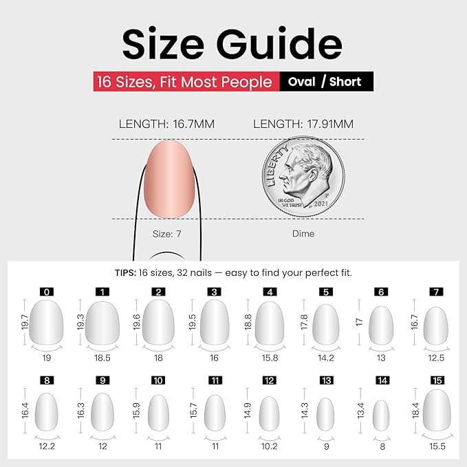 Curvlife Oval Press On Nails Short – Soft Gel Champagne Pearl Salon Quality False Nails with Glue, Long Lasting Daily Nail Tips for Women