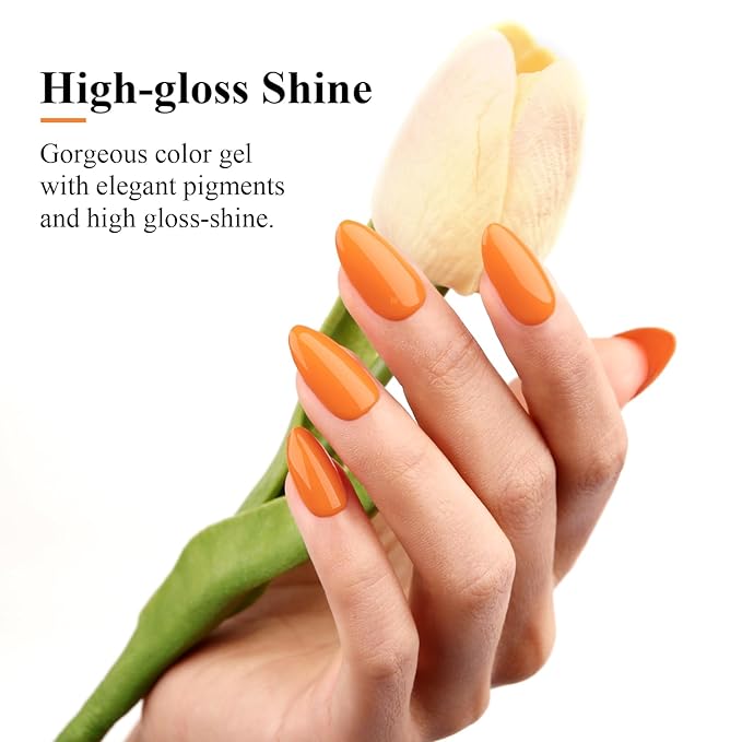 Imtiti Gel Nail Polish - 0.5 Fl Oz Creme Orange Gel Polish for DIY Nail Art Manicure Salon Kit