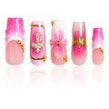 LOVFUL Handmade Acrylic Press on Nails Bubblegum Reef | Short Press ons | Reusable Fake Nails | Square Classic Regular 1.3 in | H547-S