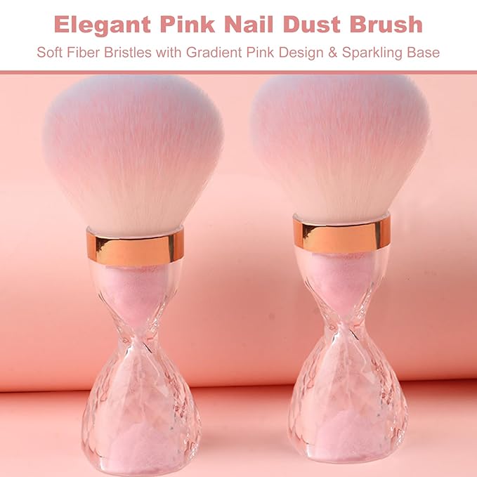 Dust Brush for Nails Fluffy Nail Duster Brushes for Cleaning and Dusting Powder Pink Nail Art Brush for Manicure Lean Up Tools to Brush Off Dust Under Clawd Home or Salon Use