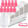 Nail Polish Gel Remover Tools Kit, Soak Off Cap Clip, 200ml Dispenser Bottle, UV Gel Polish Cuticle Pusher, 600 PCS Cotton Pads, Handle Brushes, 100/180 Nail File, Buffer Block, Finger Separators