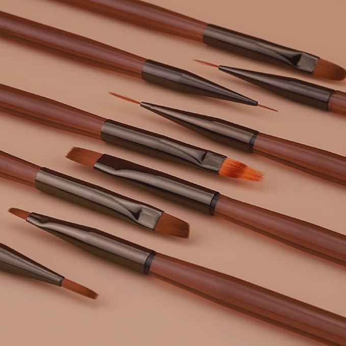 9 Pcs Nail Art Brushes Set, Nail Art Design Pen Painting Tools, Nail Extension Gel Brush Nail Art Slant Brush Nail Polish Brush Builder Nail Gel Brush Nail Dotting Pen Salon at Home Diy Manicure