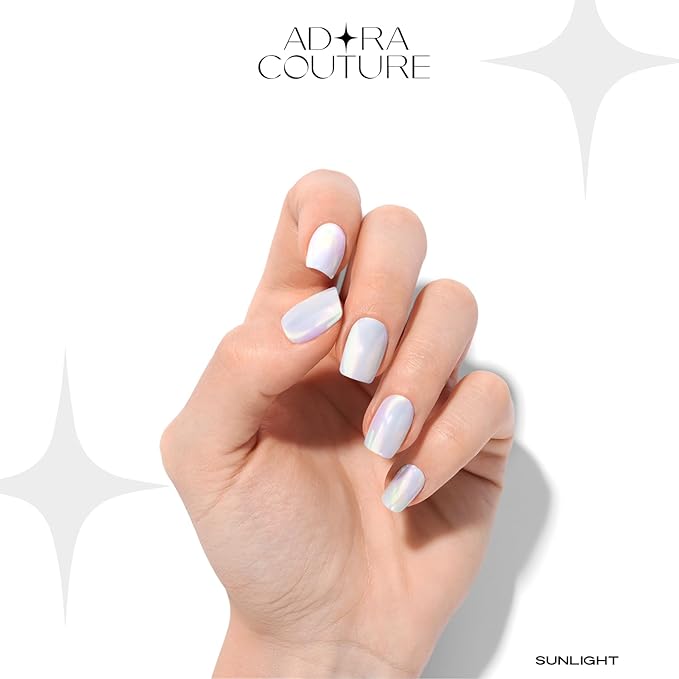 Semi Cured Gel Nail Strips with 20 Pieces - UV Gel Stickers, Manicure Kit, Easy Application Wraps Includes Prep Pads, Nail File, Wooden Stick - UV Light Required (Sunlight)