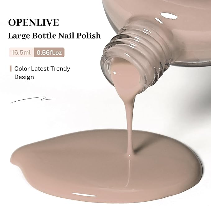 16.5ml Jelly Nude Brown Nail Polish Large Volume Quick Dry Nail Polish, Long Lasting Shine, Fingernail Toenail Nail Art DIY Home Travel Nail Art Gift