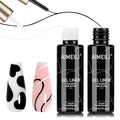 AIMEILI Gel Polish Nail Art Liner, Hema Free, Cruelty Free, Vegan, Black White Nail Paint Build in Thin Brush for Swirl French Tips Manicure DIY