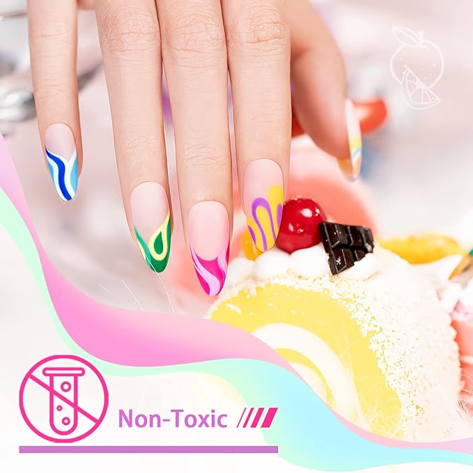 RARJSM Gel Liner Nail Art Polish Set,12 Colors Candy Pastel Painting Spring Summer Line Art Gel Built in Thin Skinny Nail Art Brush Soak Off Curing Needed 5ml for Home Salon Nail Design