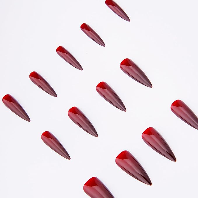 Halloween Blood Press on Nails - Witch Fake Nail | Long Stiletto False Nails,Full Cover Glossy Acrylic Nails,Reusable Stick on Nails for Women Girls Halloween Manicure 24Pcs
