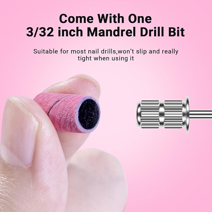 MelodySusie 100 Pcs Nail Drill Bits Sanding Bands for Nail Drill 240 Extreme Fine Grit Nail File Sanding Bands for Acrylic Nails Gel Manicures and Pedicure,Light Pink