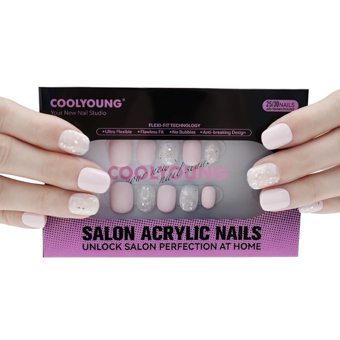 Press On Nails, Short Square Nails, Acrylic Nails With Romantic Cherry Blossom Designs, Pink Press On Nails, Salon-Quality Wearable Nails, 25 PCS Stick On Nails