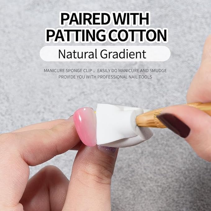 100Pcs Soft Nail Sponges for Ombre, Nails Art Sponges With Grabbing Pen Ombre Nail Brush Art Manicure Tools Supplies Nails Accessories for Home and Salon(white)