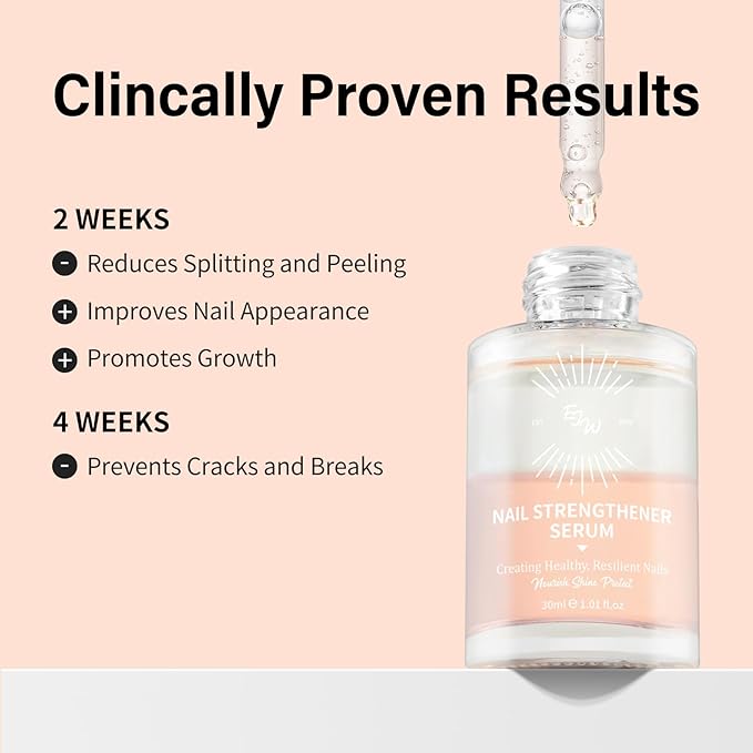 EJW Nail Strengthener - Growth & Conditioning Treatment for Thin, Weak, and Damaged Nails | 1.01 fl oz, Vegan & Cruelty-Free, Base Coat Compatible