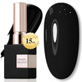 Double Rhythm 15ML Gel Nail Polish Pure Sheer Same Color Same Bottle Soak Off Gel Polish Art Manicure Salon DIY at Home for Women (Black-A1015)