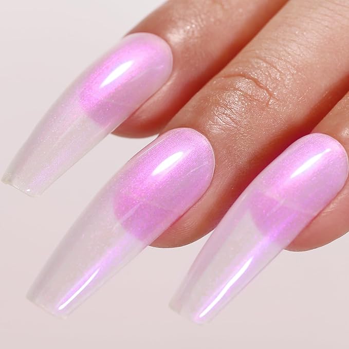 Imtiti Pearl Gel Nail Polish, 0.5 Fl Oz Rose Purple Transparent Shell Shimmer Nail Gel Polish Mermaid Nail Drawing Gel Polish Iridescent Pearlescent Spring Summer Nail Polish Soak Off Led UV
