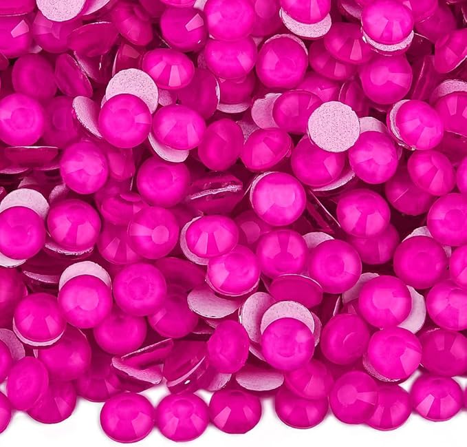 Blinginbox Flatback Rhinestones Round Gems, 1440pcs Luminous Series Glass Stones Neon Gems Non Hotfix Crystal Rhinestones for Nail Charms Crafts Clothes Tumblers,Hot Pink Neon,SS10.