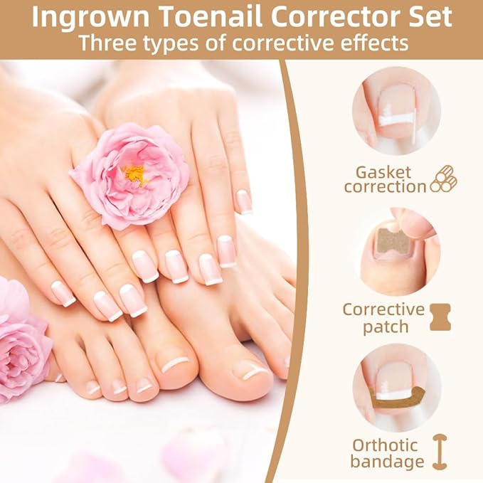 Ingrown Toenail Corrector Set with Breathable Correction Strips, Upgraded Ingrown Toenail Treatment Kit, Curved Toenails Corrector Patch, Pedicure Tools, for Home Use Women Man