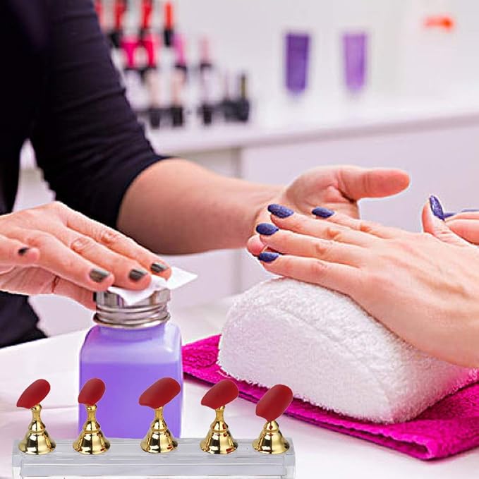 Etercycle Acrylic Nail Display Stand DIY Nail Crystal Holder Magnetic Practice Stands with Reusable Adhesive Putty Clay for False Nail Tip Manicure Tool (2 Sliver)