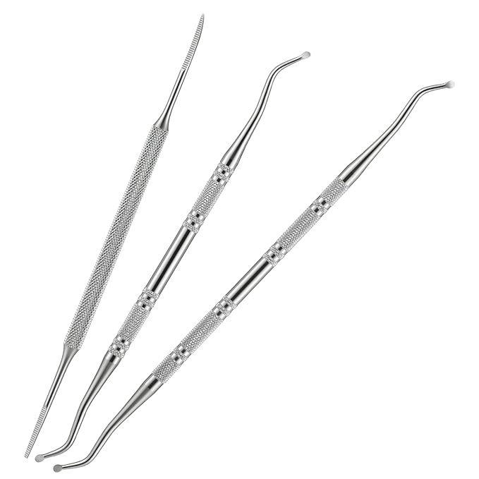 3 PCS Ingrown Toenail Removal Kit, Stainless Steel Pedicure Tools for Feet, Double Head Ingrown Toenail Cleaner Corrector Tool for Nail Cleaner Remove Dirt