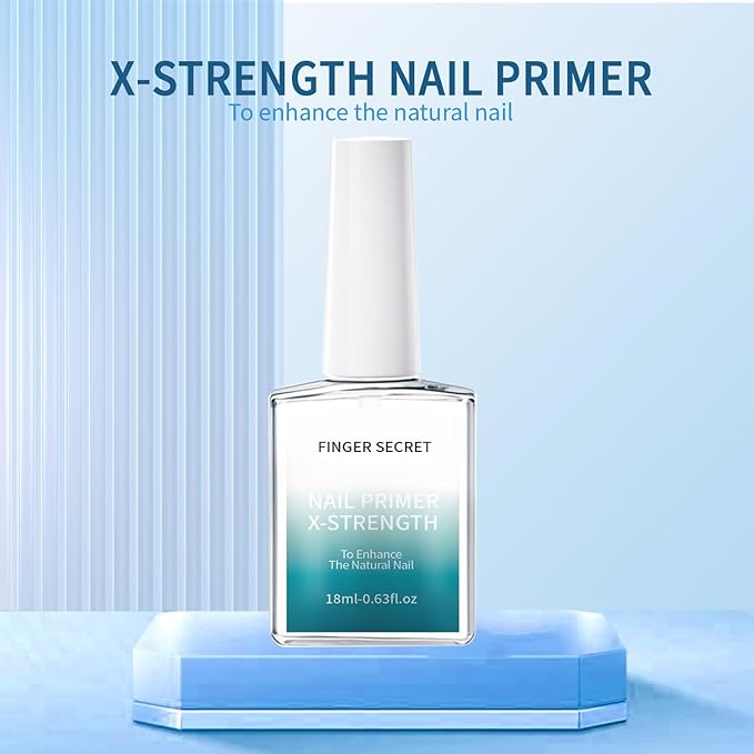 Nail Primer X-Strength, 18ml – Professional Nail Pre Base Coat for Long-Lasting Manicures Stronger Gel & Acrylic Nails Art Supplies, Prevents Lifting & Chipping