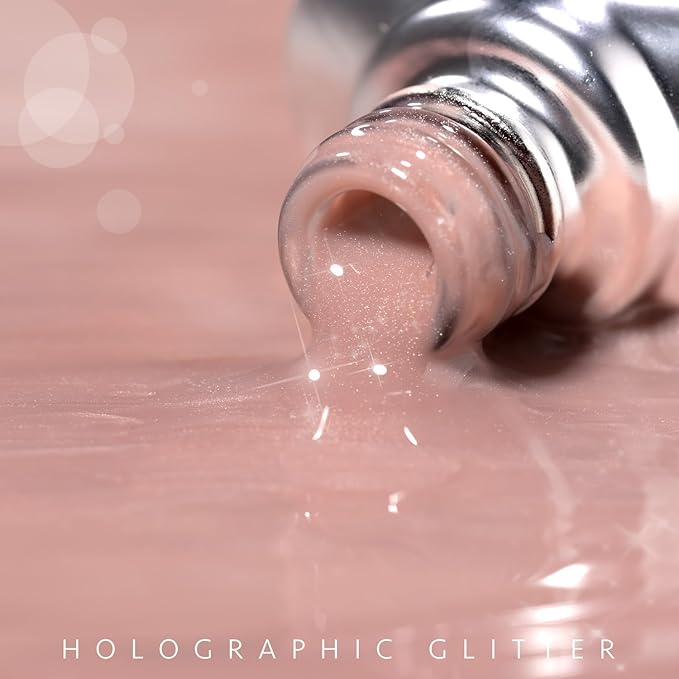 GAOY Glassy Cat Eye Gel Nail Polish, 16ml Glitter Holographic Nail Polish with Magnet, Reflective Translucent UV Gel, 2331 Sparkling Nude