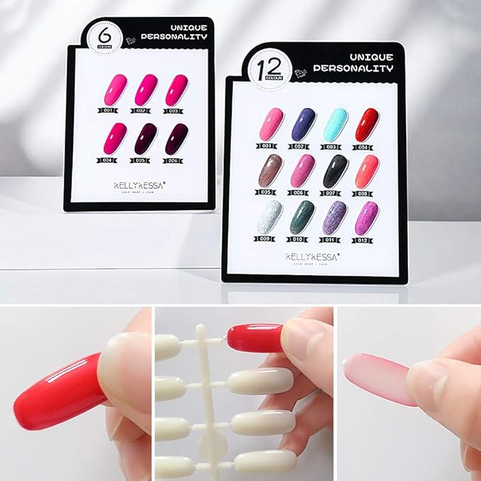 Noverlife 600PCS Flat False Nail Tips for Color Display Book, Fake Art Tips for UV Gel Polish Color Swatches Samples Organizing Tabletop Display Board Salon Practice