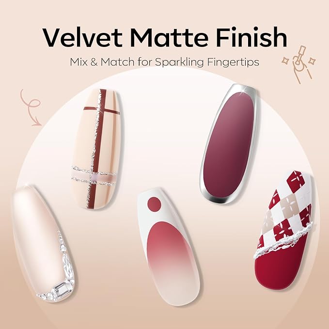 Modelones 2PCS Matte Gel Top Coat Chrome Proof, Powder-Resistant No Wipe Velvet Finish Clear Gel Polish For Nail Art Painting Chrome Isolation Long Lasting DIY U V Manicure Gift for Women