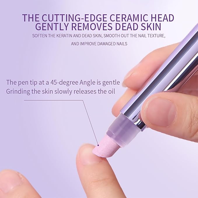 Ceramic Cuticle Oil Pusher Pen: 3-in-1 Nail Cuticle Remover Oil Pen With Tools - Nail Care Oil Cuticle Pusher with Ceramic Tip for Hangnails & Dry & Damaged Nail