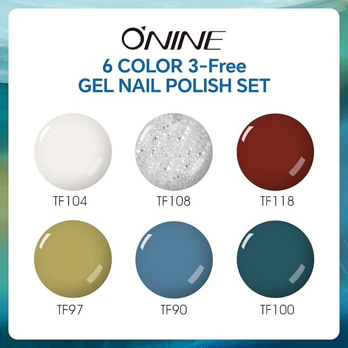 3-Free Gel Nail Polish Set - 6 Pcs 10g Nude Blue Soak Off UV/LED Gel, Long Wearing Without Pungent Odor Nail Gel, Nail Beauty Manicure Kit for Professional, Salon & Home Use, No Hema & TPO & Di-Hema