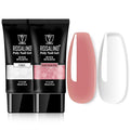 ROSALIND Clear Rose Pink Acrylic Poly Extension Gel, 2 PCS 60ml Clear Rose Poly Nail Gel Set, Builder Pink Gel Nail Thickening Poly Nail Gel Tube Easy to DIY Use Need UV Lamp