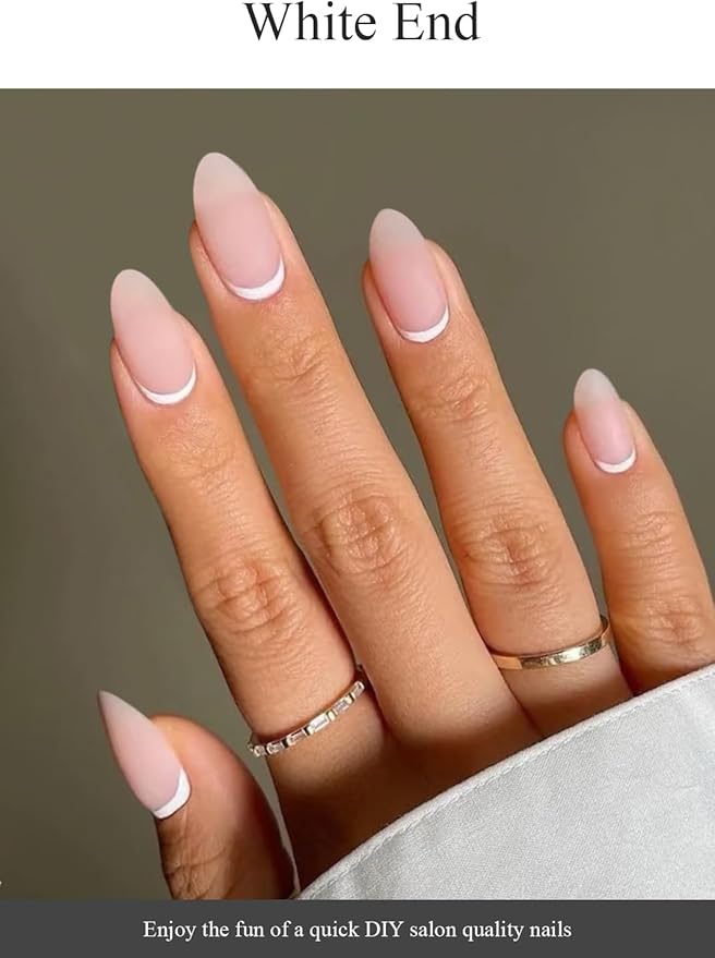 Semi Cured Gel Nail Strips (White End), Translucent Matte, 20 Pcs Summer Gel Nail Wraps, Stickers, UV Light Required, Salon Quality, Long Lasting