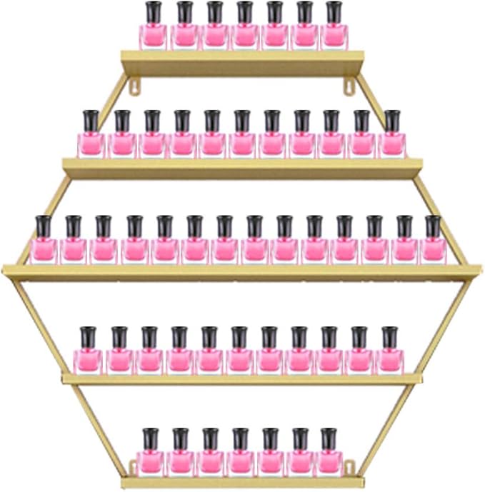 Metal Wall-Mounted Nail Polish Shelf and Essential Oil Rack, Used in Nail Salon, Beauty Salon, Home Perfume/Cosmetics/Beauty Supplies/Spices Collection Display Rack