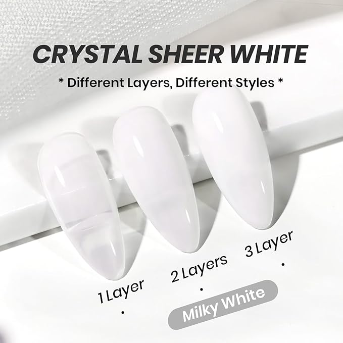 Beetles Milky White Gel Nail Polish - 15ml Neutral Jelly Nude Nail Polish Base Color Nail Concealer Sheer Translucent Effect Soak Off UV LED French Nail Art Salon DIY Manicure Gift for Women 0.5Oz