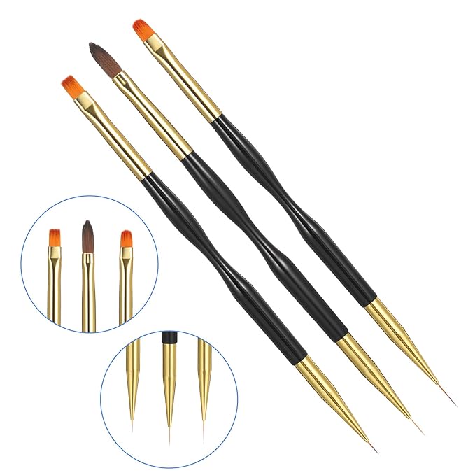 8 PCS Dual-Ended Gel Nail Brushes Set for Professional Salon and Home DIY Use, Includes Nail Liner Brushes, Nails Art Pen