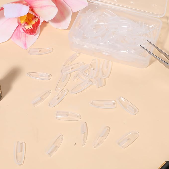 100 Pcs Replacement Clear ABS Nail Tips for Practice Hand Clear Fake Nails for Practice Refill Fake Nail Tips for ABS Nails Hand for DIY Art Salon Practices Tool
