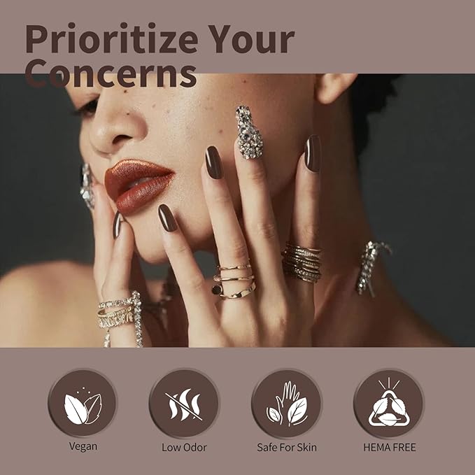 CANNI Dark Brown Gel Nail Polish, 1Pcs Deep Brown Gel Polish Color Nail Polish High Gloss Soak Off Nail Manicure Salon DIY at Home