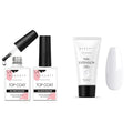 Makartt Poly Nail Gel 50ML White with Gel Top Coat Kit Bundle, Gel Builder for Nails Spring Summer Nail Extension Gel, Soak off UV LED Gel Nail Polish Top Coat