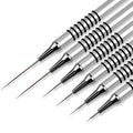 8pcs Metallic Nail Art Liner Brush Set – Fine Detail & Long Line UV Gel Painting Pens (Silver Non-Slip Handles)