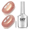 GAOY Pink Glassy Cat Eye Gel Nail Polish, 16ml Holographic Glitter Jelly Nail Polish with Magnet, Reflective Translucent UV Gel for Manicure Art DIY, 4131 Light Salmon