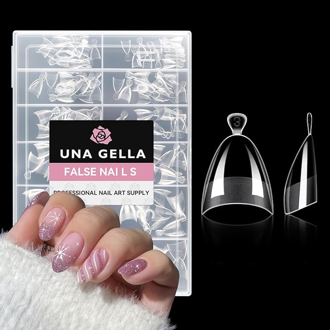 UNA GELLA Almond Gel Nail Tips Short: Half Cover Almond Shape Nail Tips Matte 216pcs Clear Gelly Tips for Saving Nail Extension DIY Nail Art, Self-handle 12Sizes