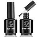 Gel Top Coat, 2Pcs 15ml No Wipe Top Coat and Base Set Glossy Finish Shiny Top Nail Polish Soak Off Clear Base Gel Manicure Art Supplies