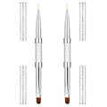 2 Pcs Double-Ended Builder Gel Brush, Hard Gel Nail Brushes Oval French Tip Brush, Liner Brushes for Nails, Rhinestone Handle Nail Drawing Brushes for Design Nail