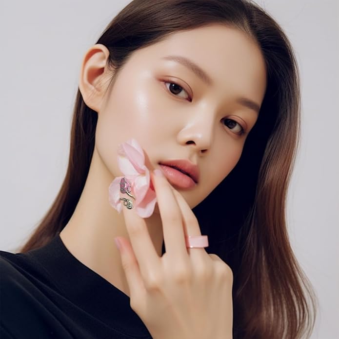 Jean Beau Finger Nail Ring for Women Teen Art Rhinestones Finger Tip Rings Gold Metal Nail Decoration Nail Protect Fashion Jewelry Gift