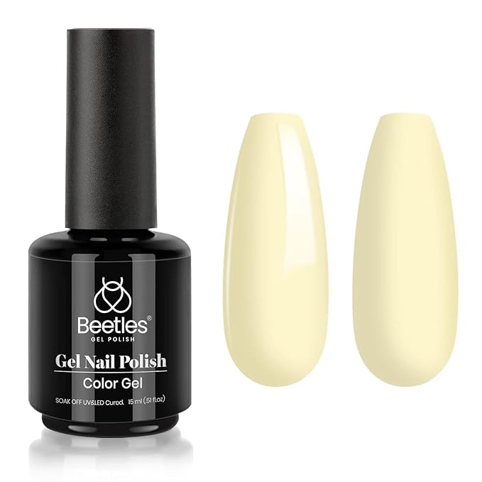Beetles Yellow Gel Polish - Lemon Cheese 15ML/0.51Fl Oz, Pastel Yellow Gel Nail Polish, Soak Off UV LED Lamp Pastel Nails Art, Long-Lasting Manicure Salon DIY Home Easter Spring Nails - Gifts for Her