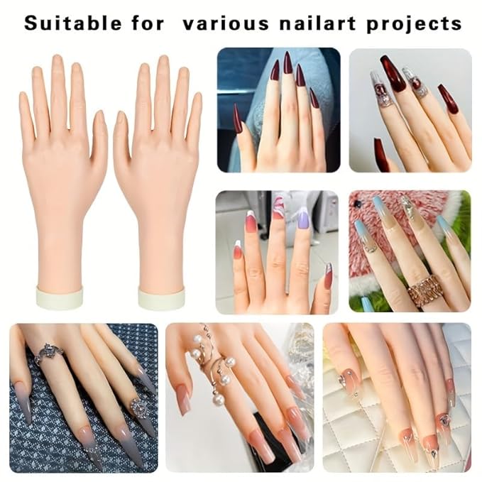 Practice Hand for Acrylic Nails Soft Touch Mannequin Hand for Nails, Flexible and Bendable Fake Hand for Nails for Nail Art Beginners (right)